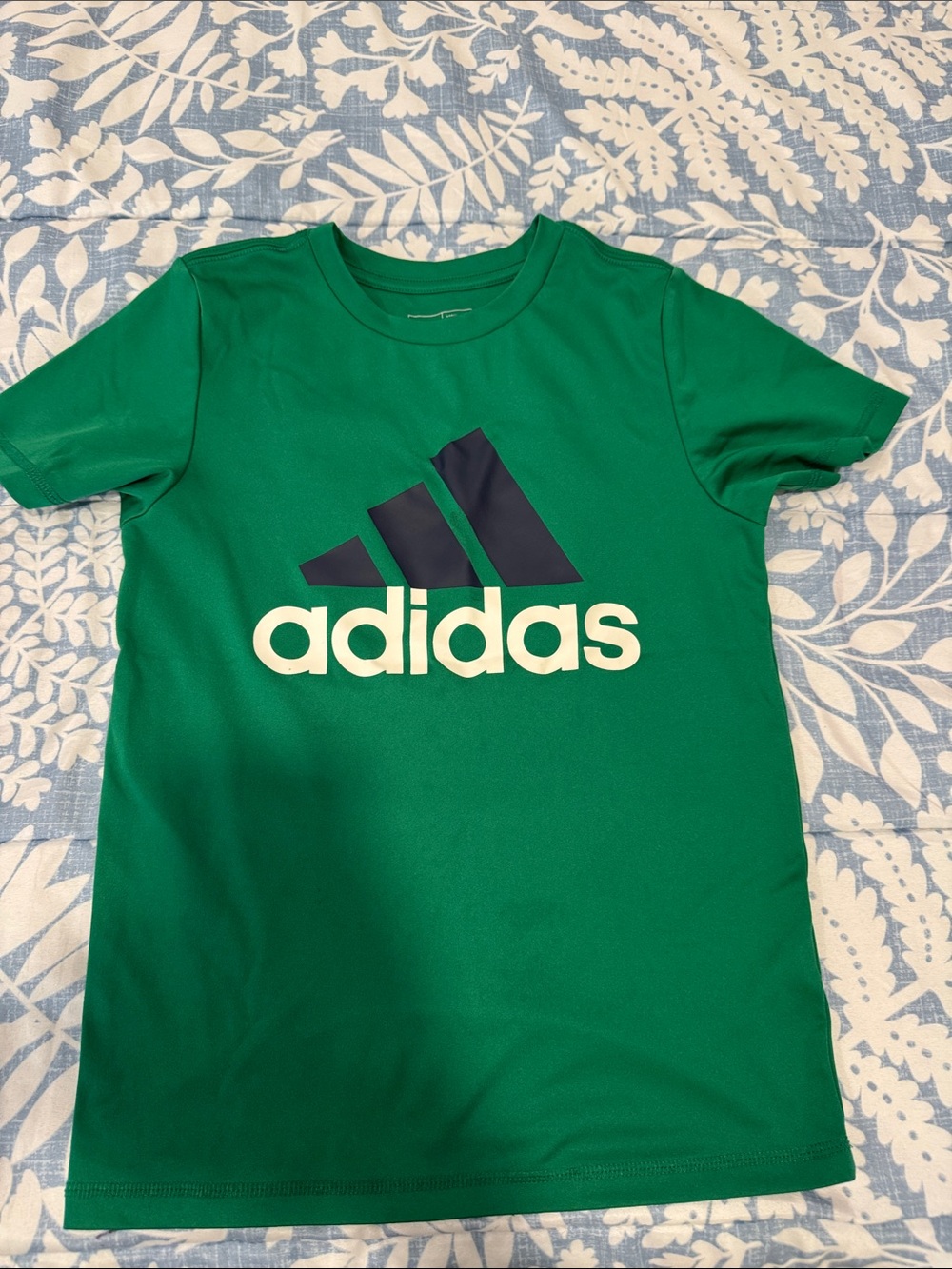 Boys adidas Green Tee with Navy and White Logo